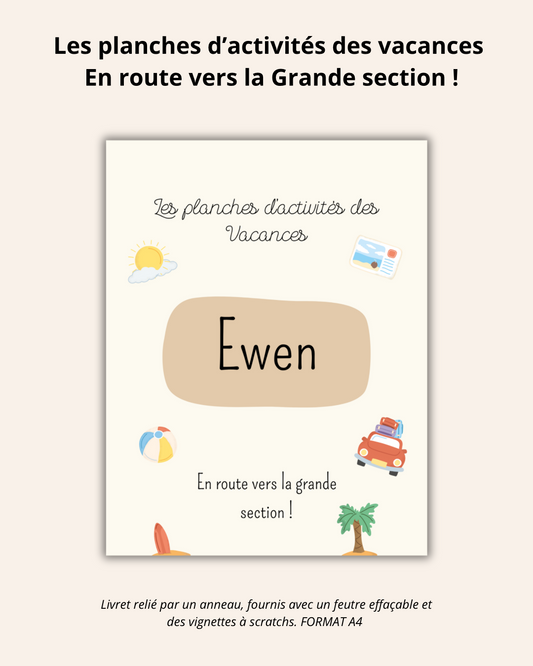 Les planches d’activités des vacances En route vers la grande section !