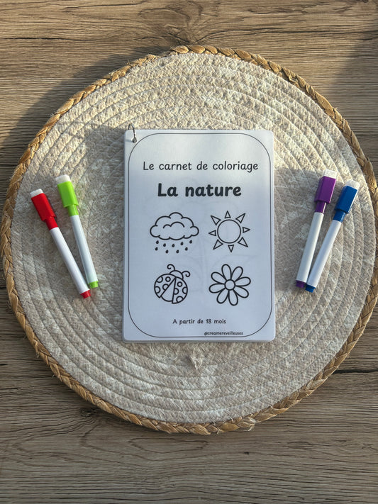 CARNET DE COLORIAGE RÉUTILISABLE LA NATURE