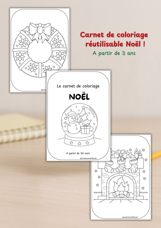CARNET DE COLORIAGE RÉUTILISABLE NOËL 3 ANS