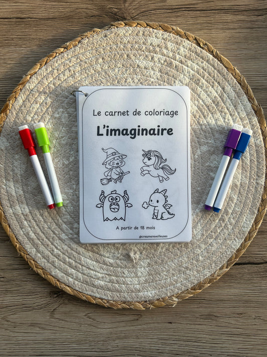 CARNET DE COLORIAGE RÉUTILISABLE L’IMAGINAIRE